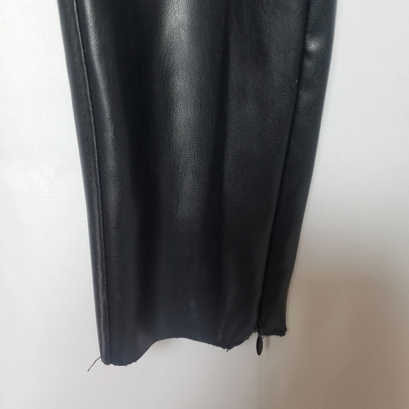 Zara, Black, Faux Leather Pants, Zipper on ankles, Unhemmed - Picture 7 of 9